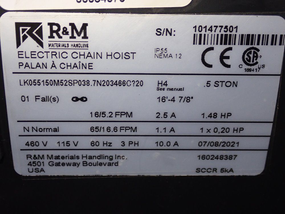 R&m 1/2 Ton Chain Hoist