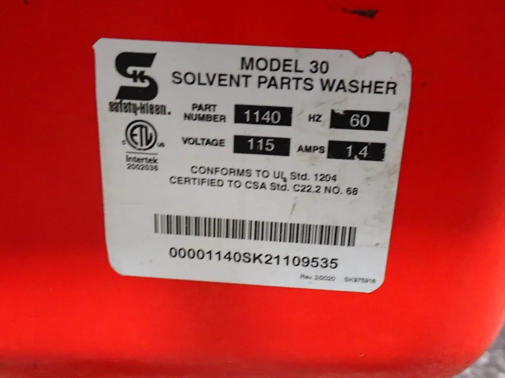 Safety Kleen Solvents Parts Washer - Model 30