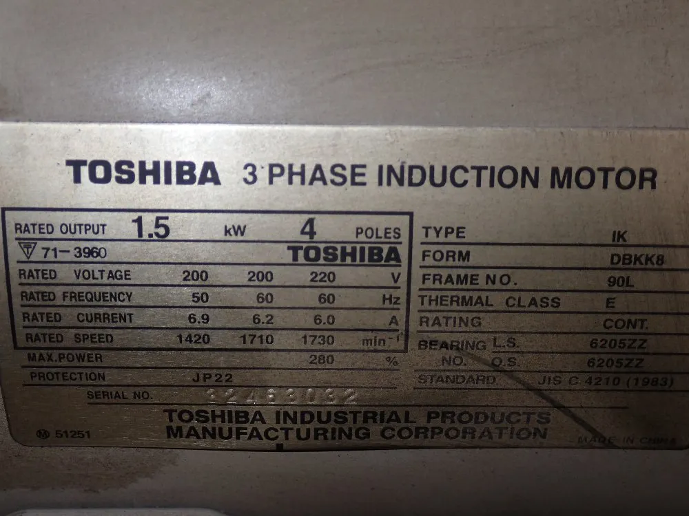 Toshiba 1.5 Kw Motor