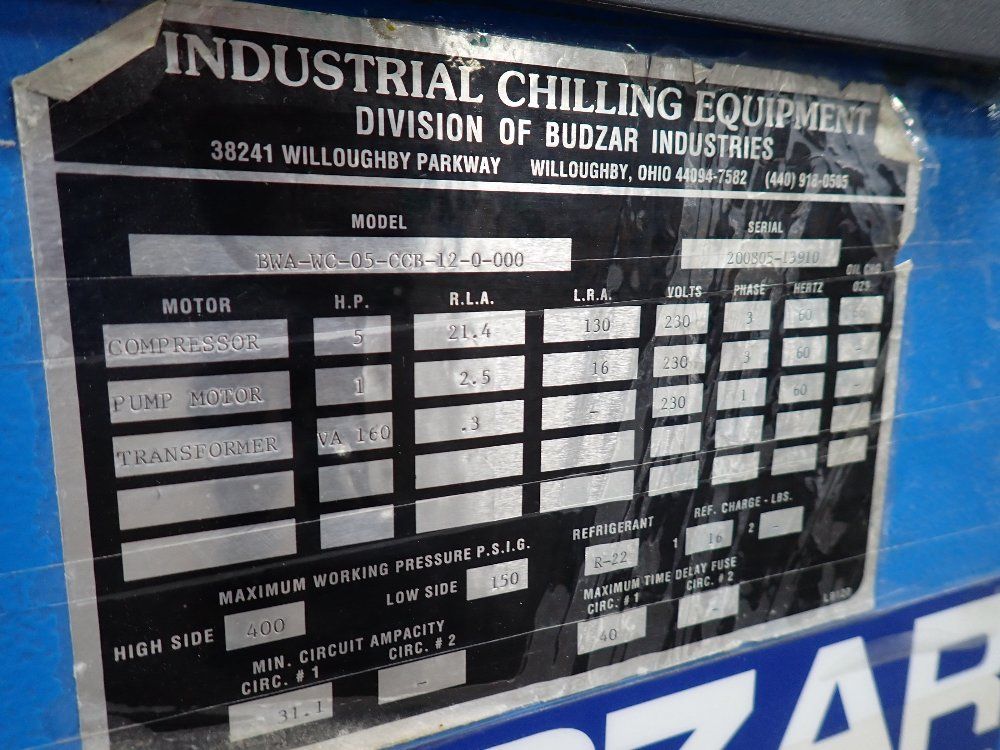 Budzar 5 Hp Portable Water Chiller - Bwa-wc-05-ccb-12-0