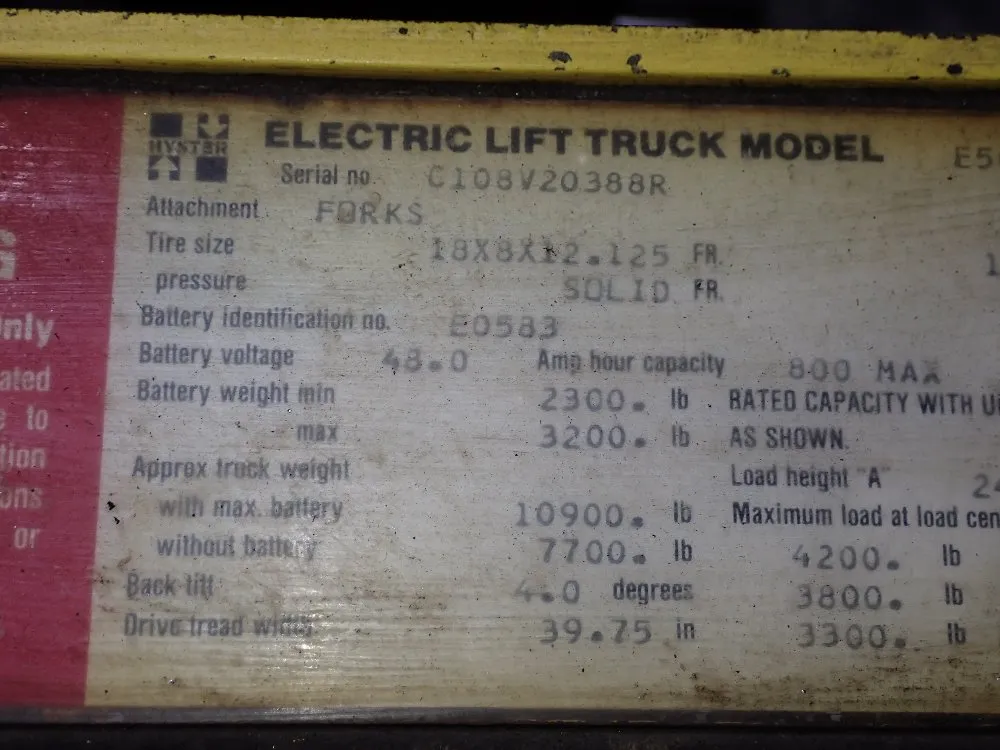 Hyster 4200 Lbs Electric Forklift - E50xl-27