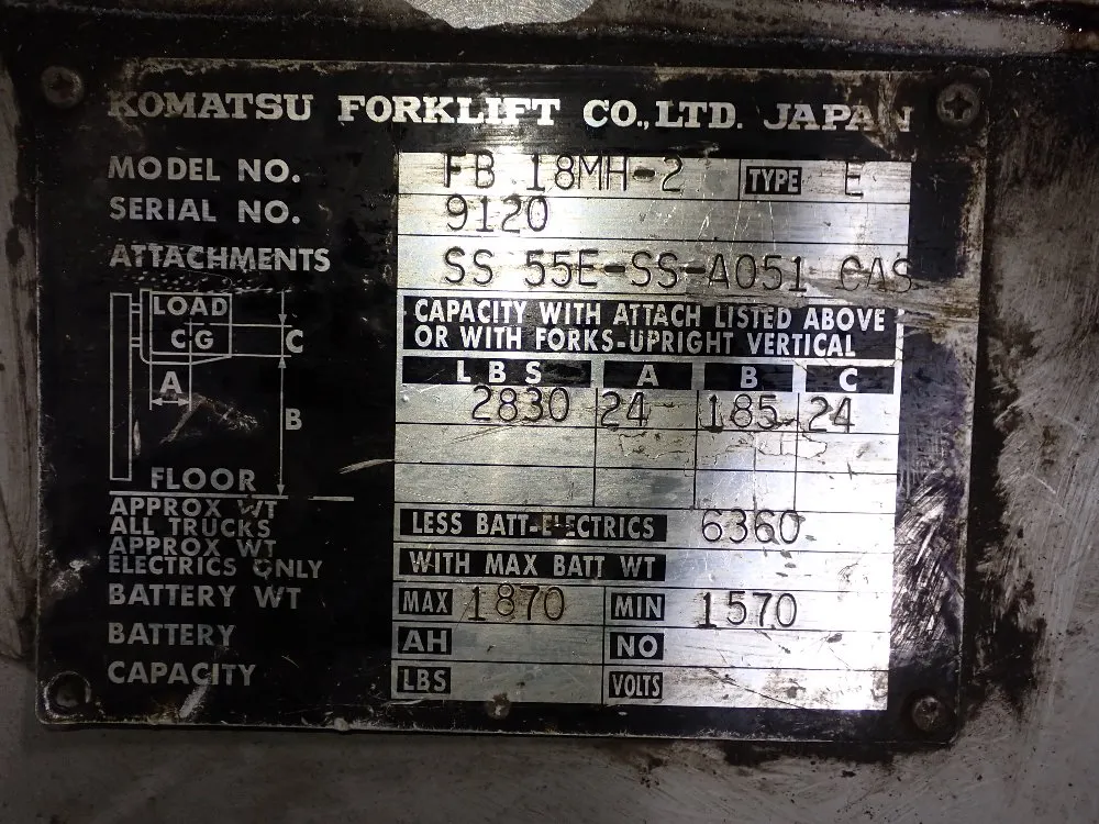 Komatsu 2830 Lbs Electric Forklift - Fb 18mh-2