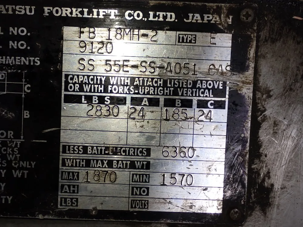 Komatsu 2830 Lbs Electric Forklift - Fb 18mh-2