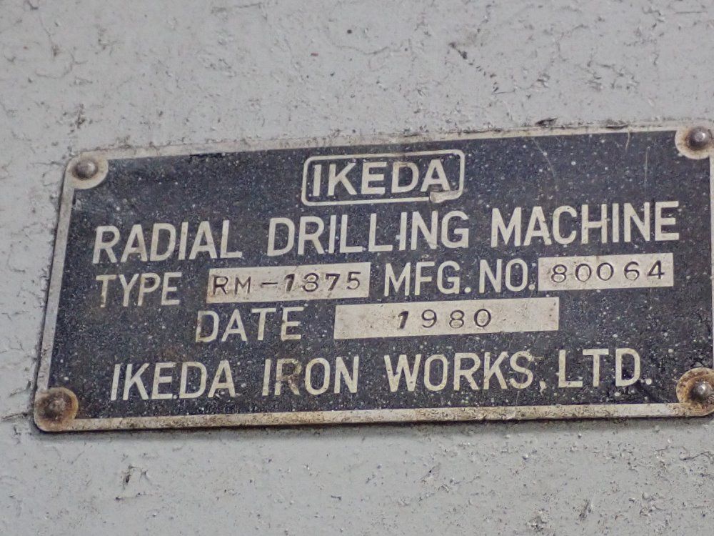 Ikeda 13" X 5' Radial Arm Drill - Rm-1875