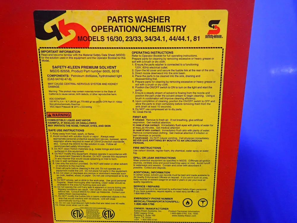 Saftey Kleen Parts Washer