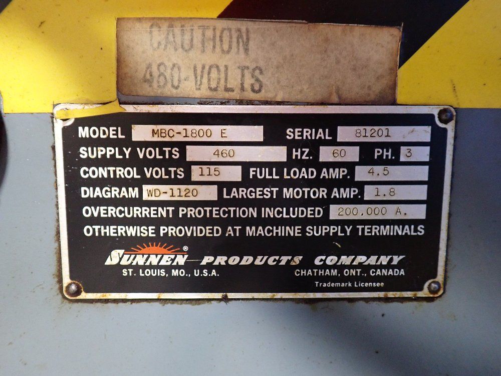 Sunnen Precision Honing Machine - Mbc-1800