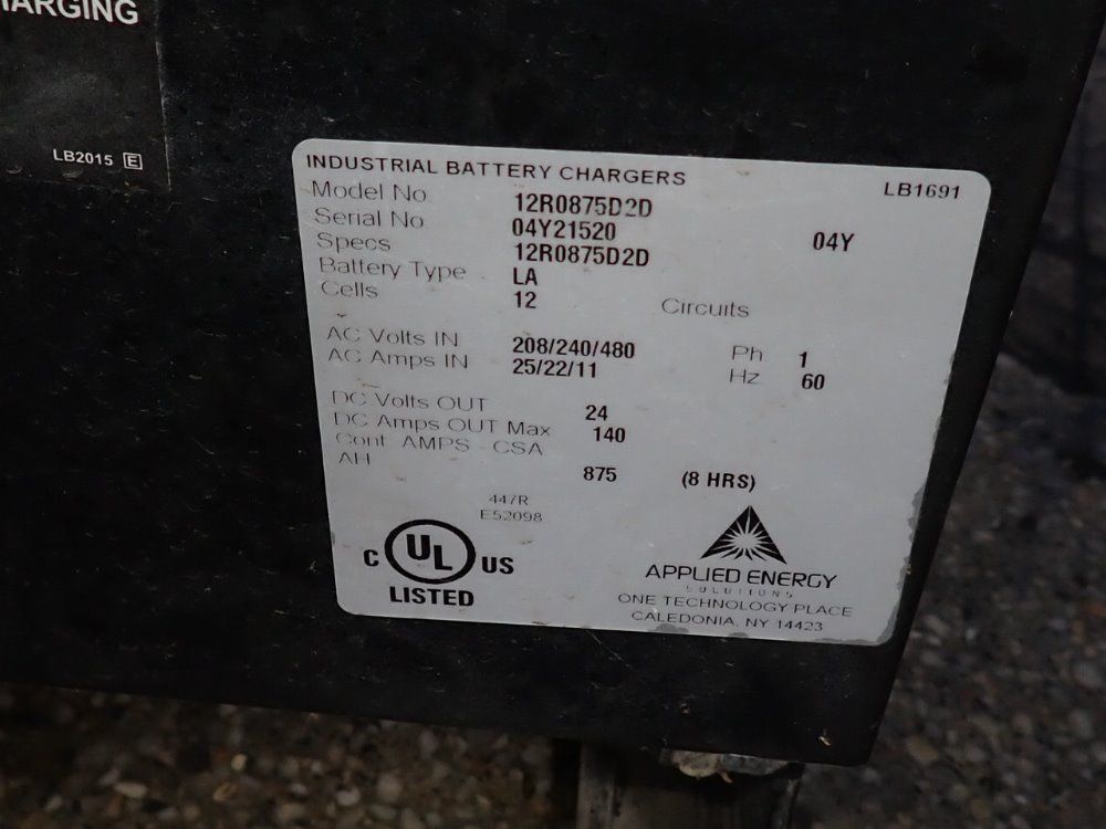 Applied Energy 875 Ah Battery Charger - 12r0875d2d