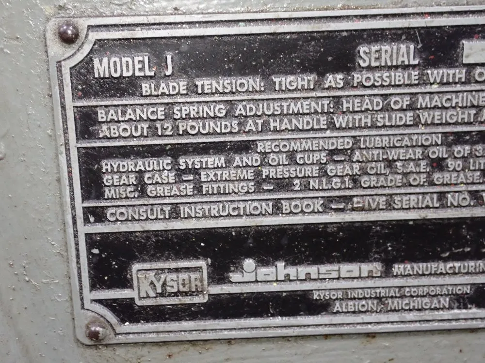 Kysor Johnson 9" X 18" Horizontal Band Saw - J