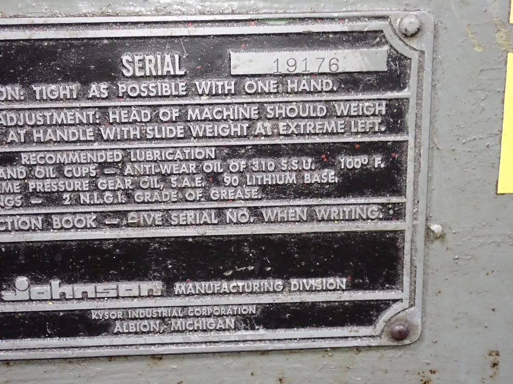 Kysor Johnson 9" X 18" Horizontal Band Saw - J