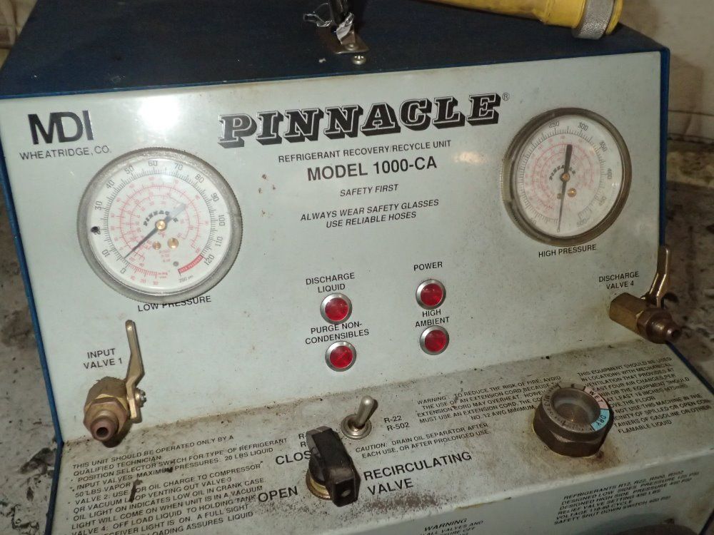 Pinnacle Refrigerant Recovery Unit - 1000-cab