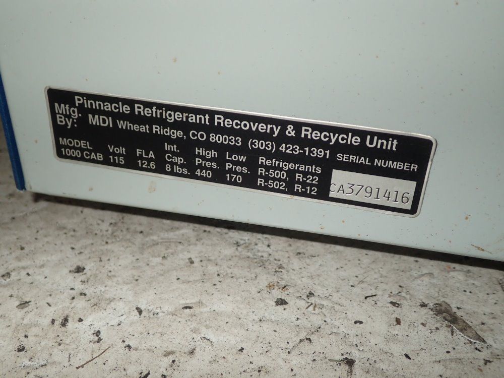 Pinnacle Refrigerant Recovery Unit - 1000-cab