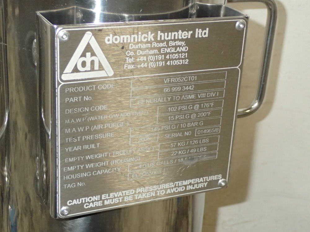 Domnick Hunter 4.9 Gallons S/s Filter Housing - 66 999 2825