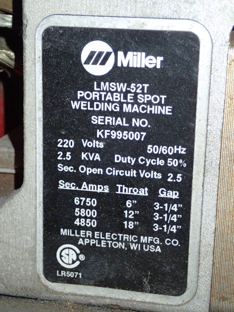 Miller 2.5 Kva Spot Welder - Lmsw-52t