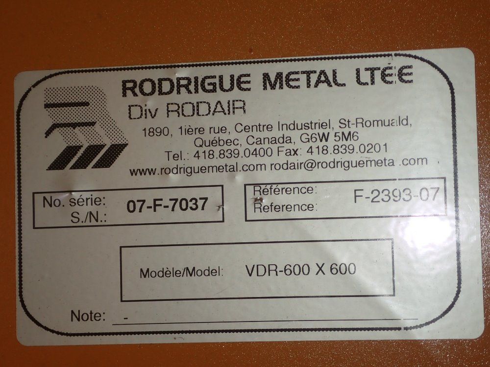 Rodrigue Metal Ltee / Nyb Blast Gate W/ Blower