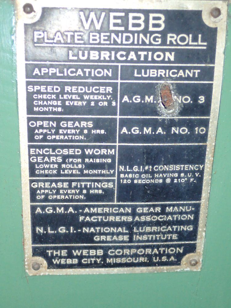 Webb Plate Bending Roll