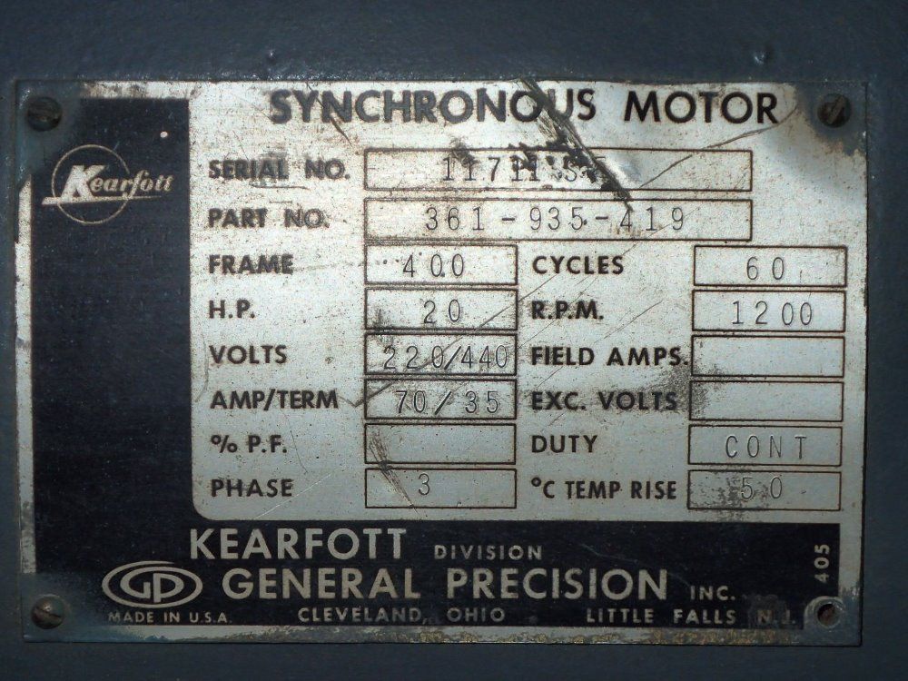 General Precision Inc. Synchronous Motor/generator