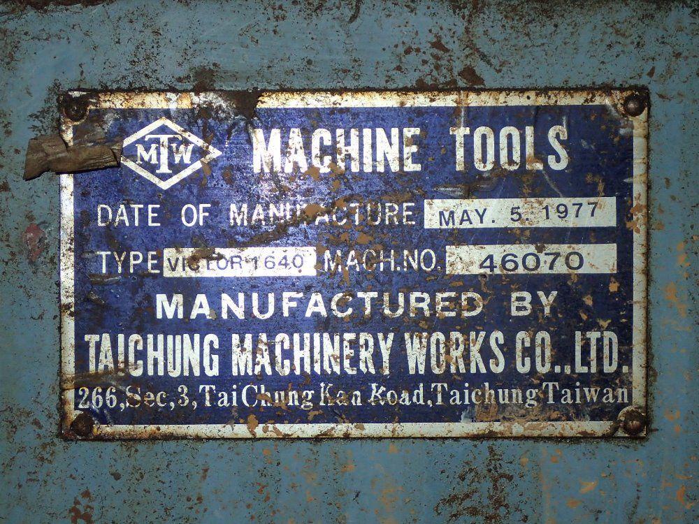 Victor/taichung Machinery Works Co. Lathe