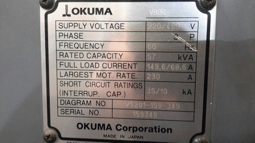 Okuma Cnc Vertical Turning Center - V80rm