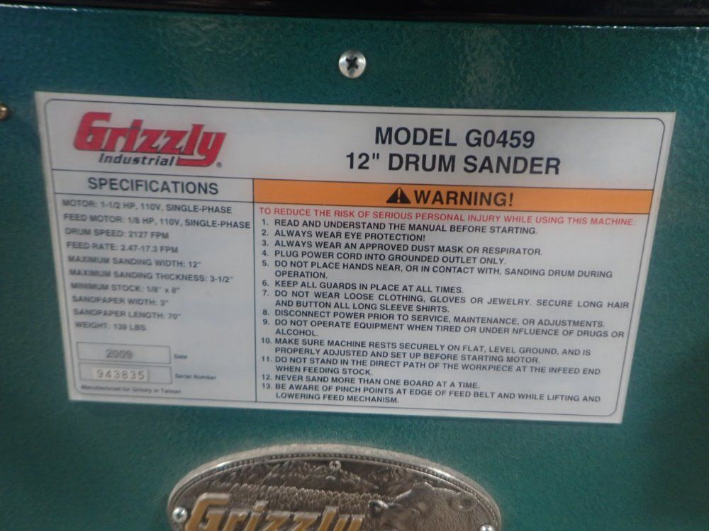 Grizzly 12" Drum Sander