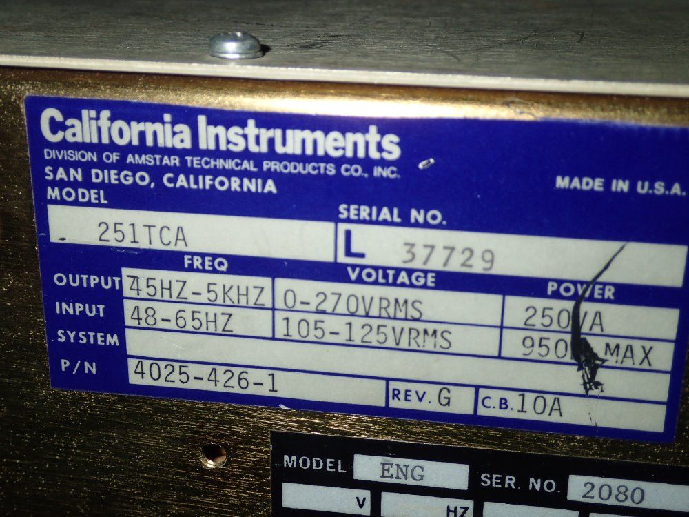 California Instruments Power Supply