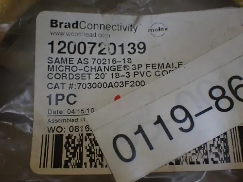 Brad Connectivity 4 Brad Connectivity 1200720139 Micro-change 3p Female Cordsets - 1200720139