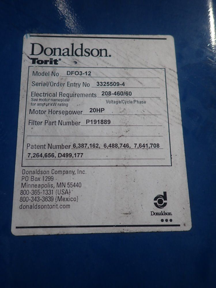 Donaldson / Torit 20 Hp Df03-12 Dust Collector - Df03-12