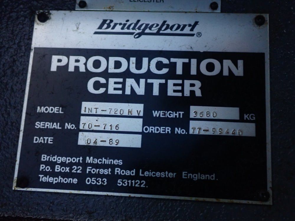 Bridgeport 15" X 36" Int-720-hv Cnc Vmc - Int-720-hv