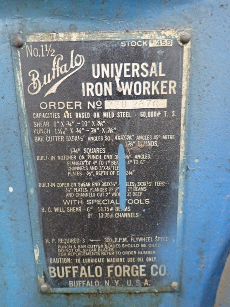 Buffalo 30 Ton 1 1/2 Iron Worker - 1 1/2