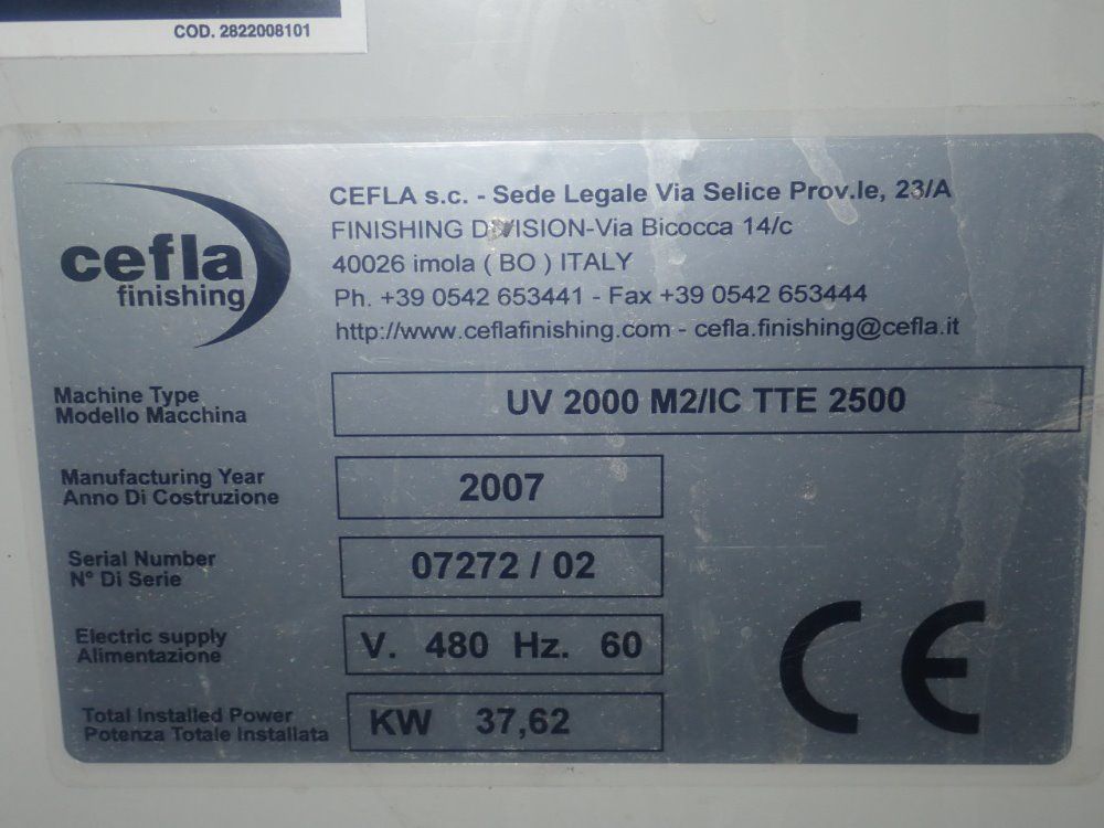 Cefla Finishing Ultrviolet Oven