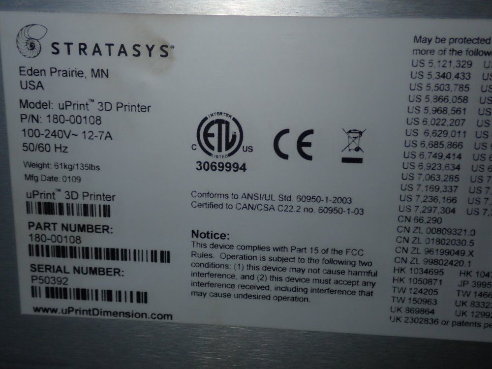 Stratasys U Print 3d Printer