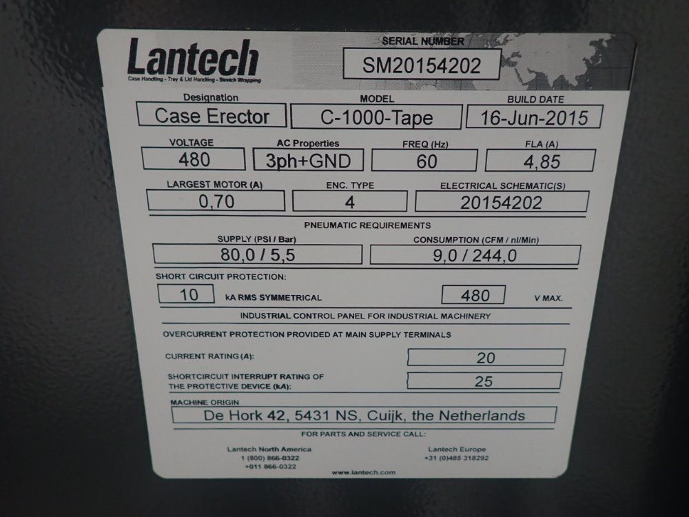 Lantech 12" Width C-1000-tape Case Erector - C-1000-tape