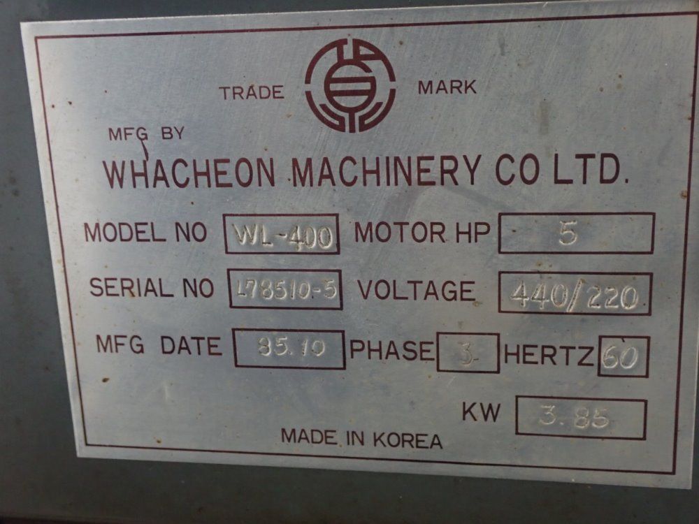 Whacheon Machinery 18" X 38" Wl-400 Lathe - Wl-400
