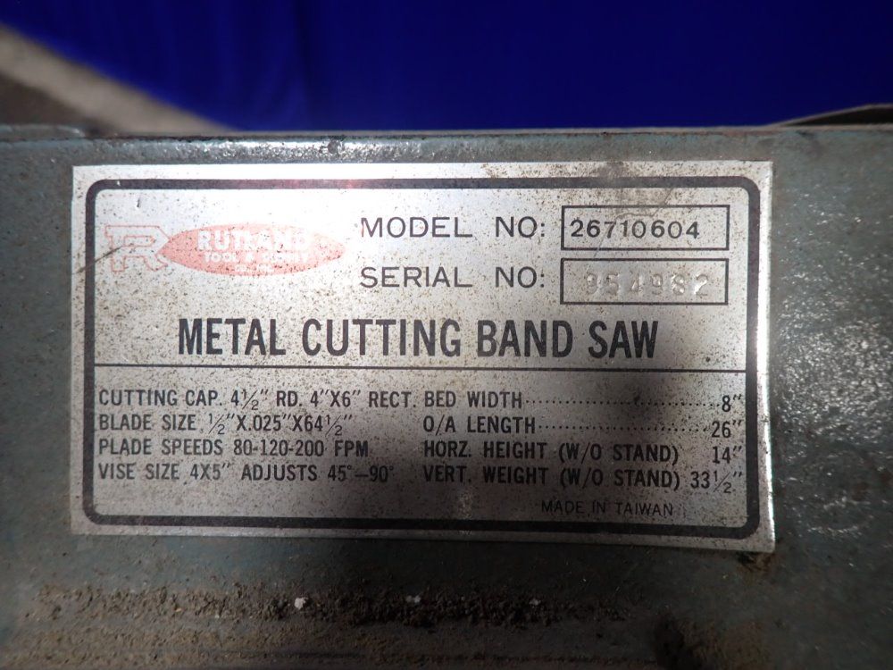 Rutland Metal Cutting Band Saw
