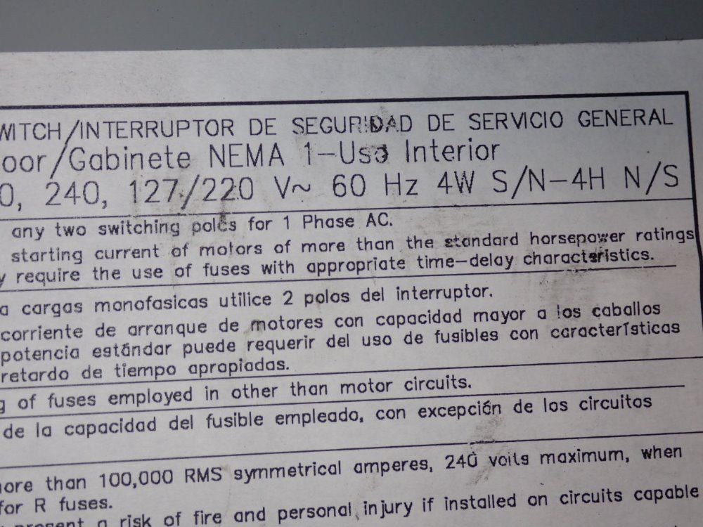 Cutler - Hamer Fusible Disconnect