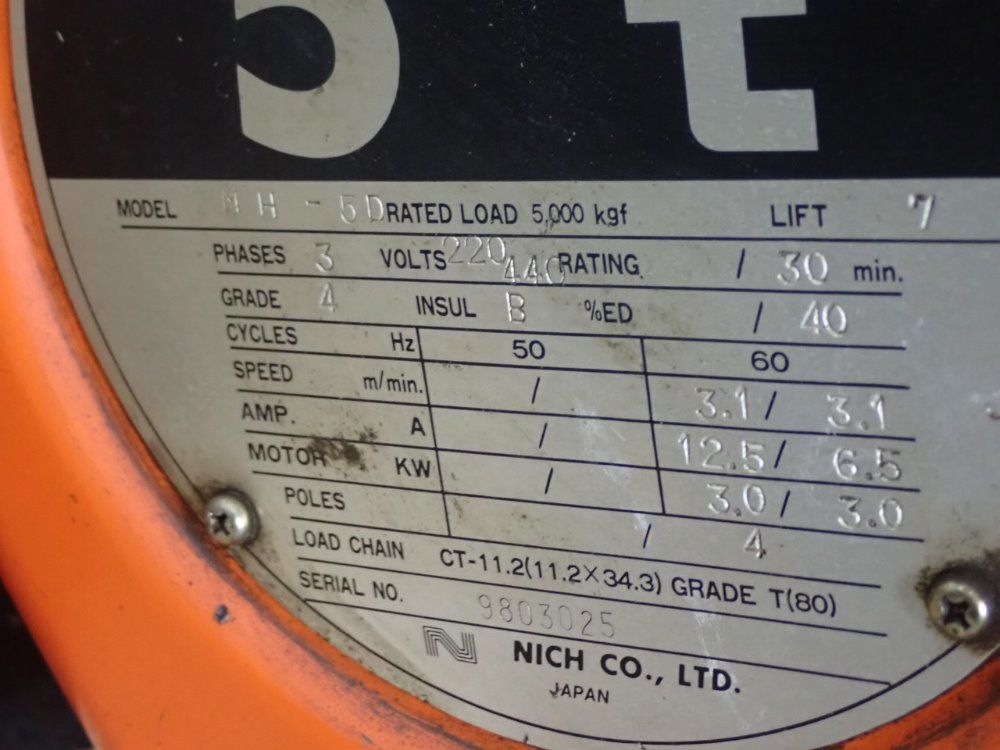 Nitchi 5 Ton Mh-5d Electric Chain Hoist - Mh-5d