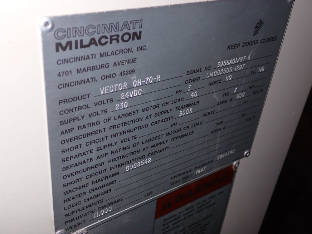 Cincinnati Milacron Vector Ch-70-r Vertical Injection Molder - Vector Ch-70-r