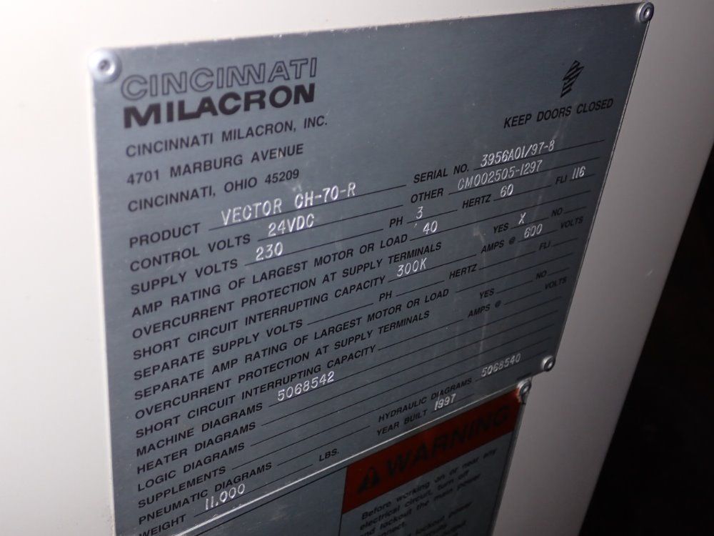 Cincinnati Milacron Vector Ch-70-r Vertical Injection Molder - Vector Ch-70-r