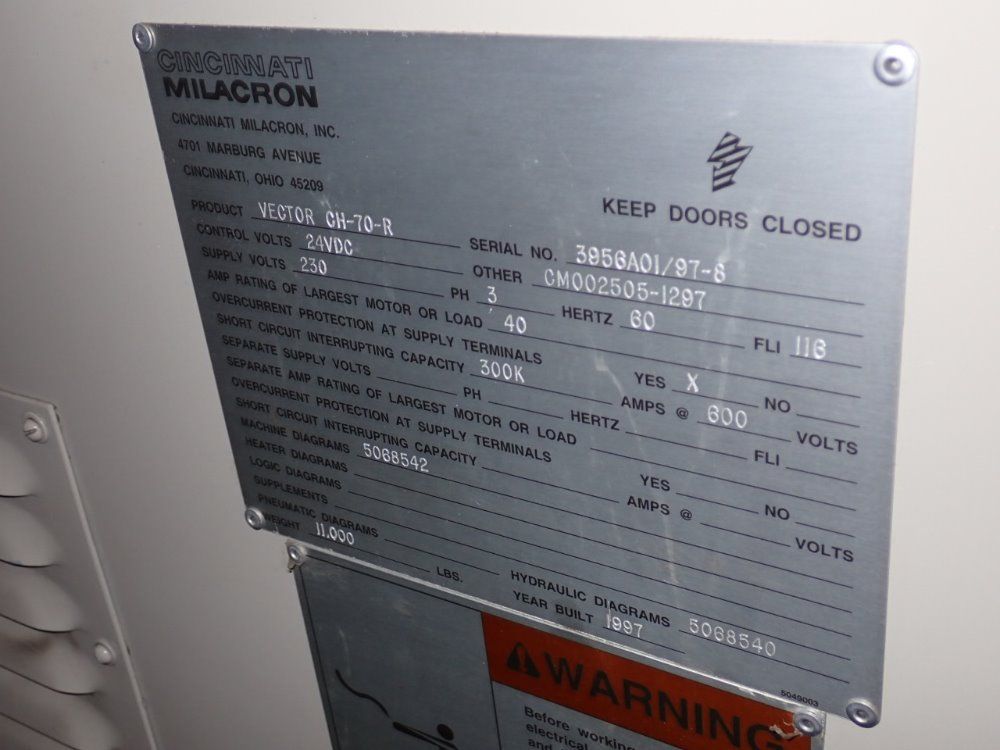 Cincinnati Milacron Vector Ch-70-r Vertical Injection Molder - Vector Ch-70-r