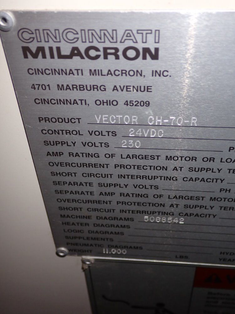 Cincinnati Milacron Vector Ch-70-r Vertical Injection Molder - Vector Ch-70-r