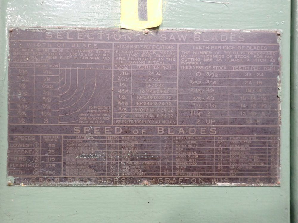 Grob Brothers Vertical Band Saw