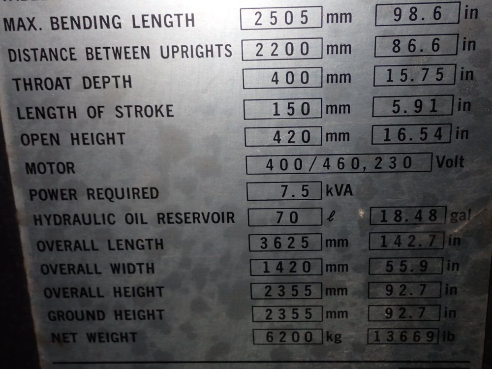 Amada Cnc Press Brake - Fbd-8025m