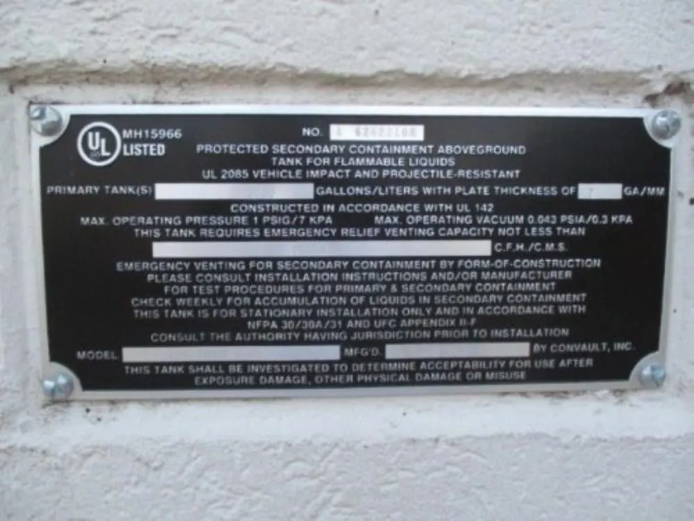 Convault 2000 Gallon Wrn20003sf Fuel Tank - Wrn20003sf