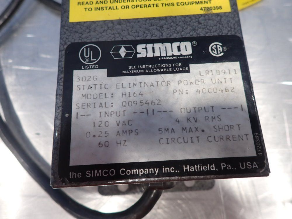 Simco 4kv / 0.25 Amps Static Eliminator Power Supply - H164