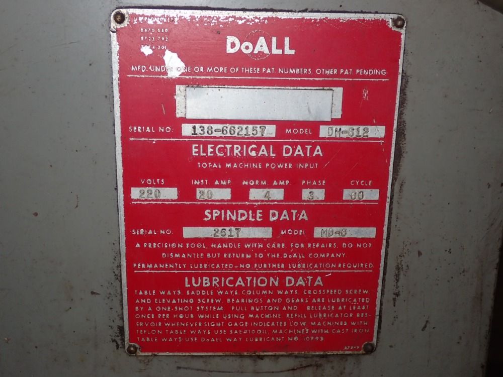 Doall 1hp/1.3a Surface Grinder - Md-6