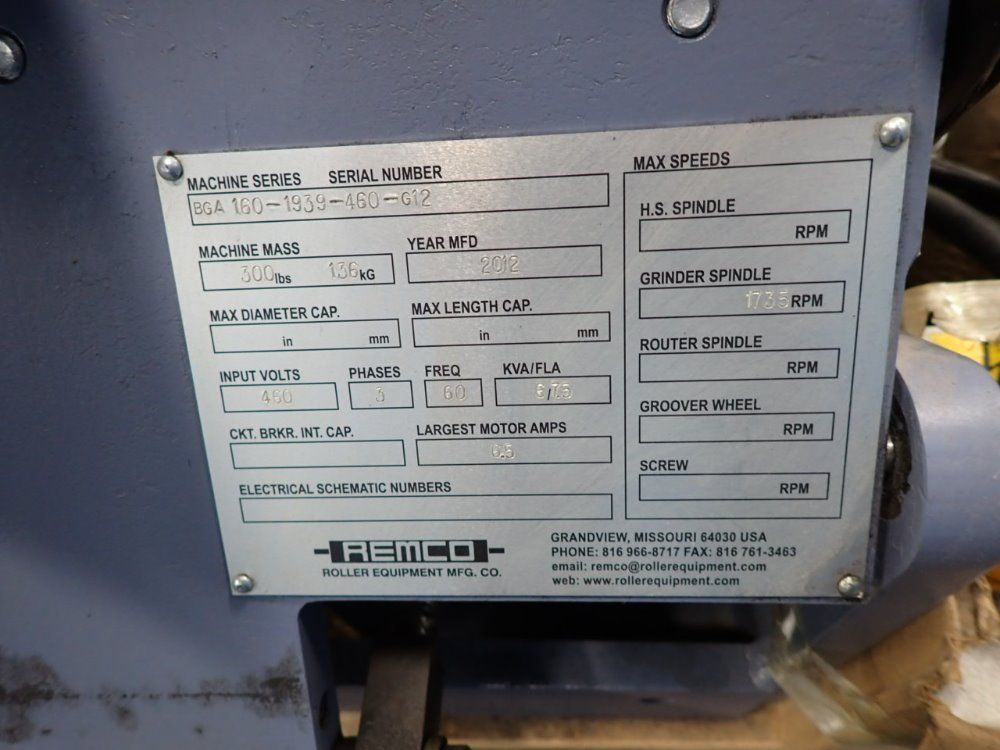 Remco 1735 Rpm Belt Grinder - Bga-160-1939-460-g12