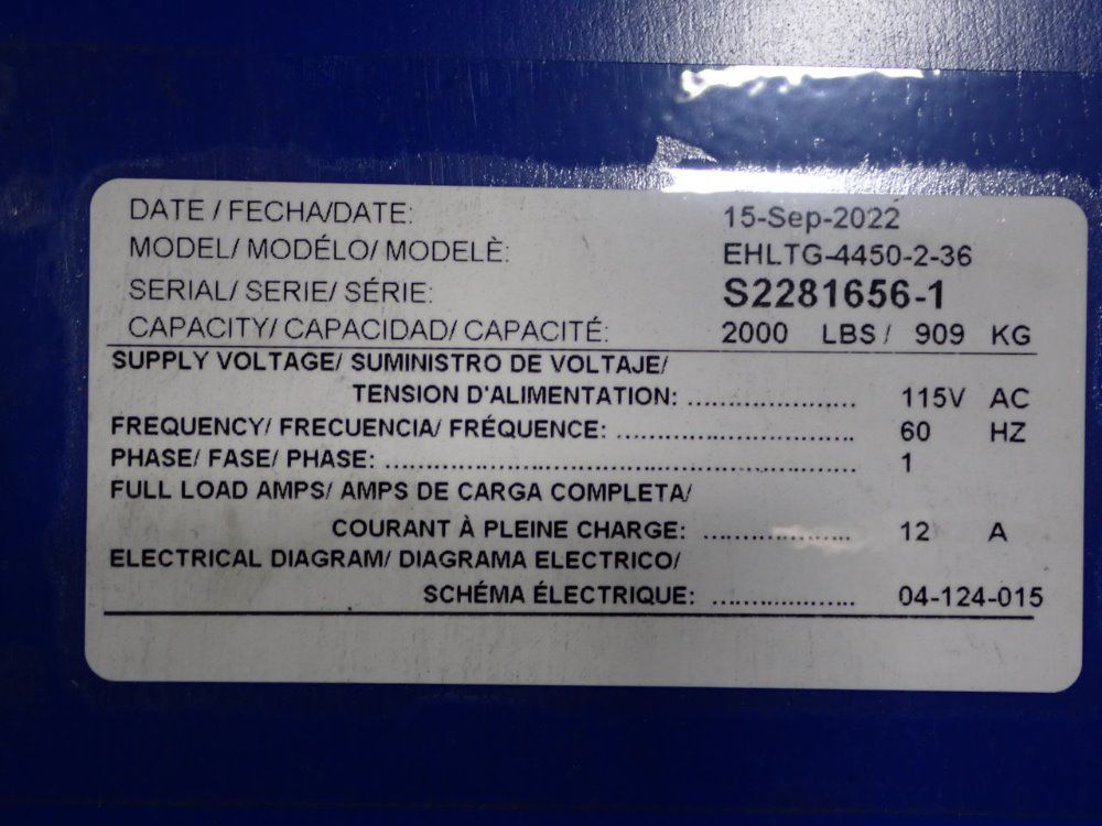 Vestil 2000 Lbs Ehltg-4450-2-36 Lift Table - Ehltg-4450-2-36