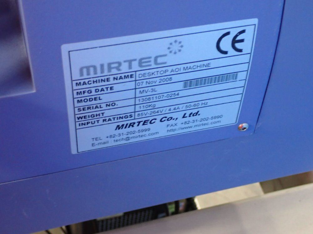 Mirtec 17" X 19" Desktop Aoi Machine - Mv-3l