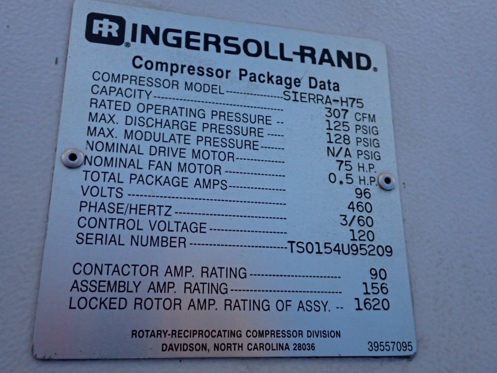 Ingersoll Rand 75 Hp Sierra-h75 Air Compressor - Sierra-h75