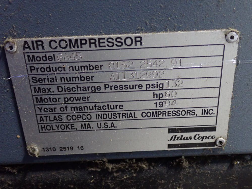 Atlas Copco 60 Hp Ga45 Air Compressor - Ga45