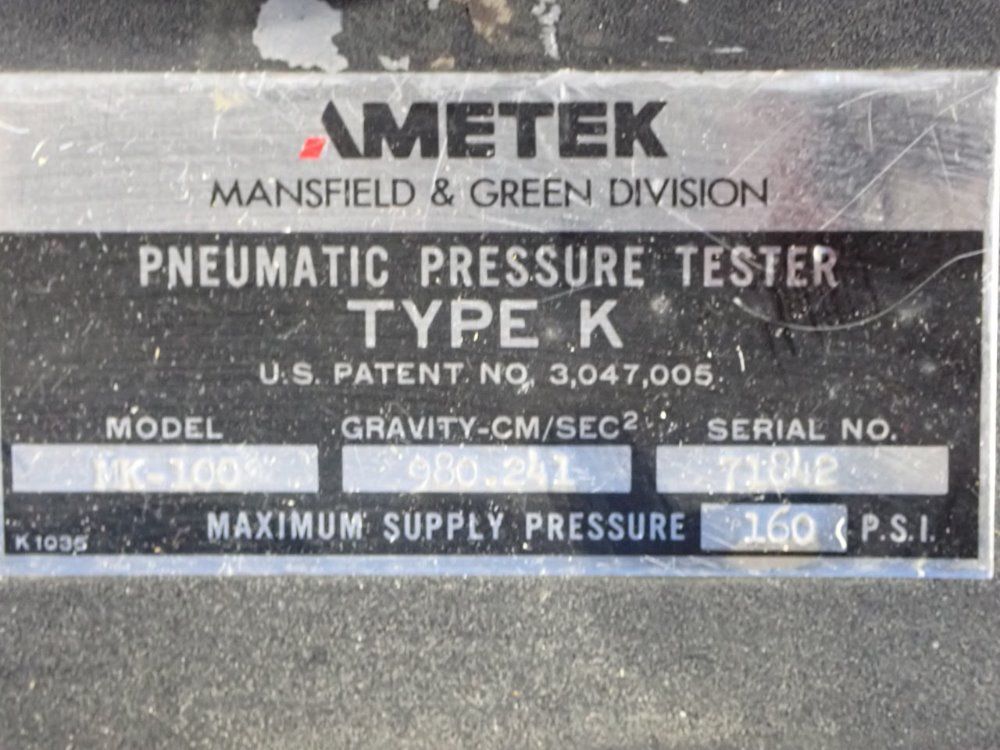 Ametek 100 Psi Mk-100 Pneumatic Pressure Tester - Mk-100